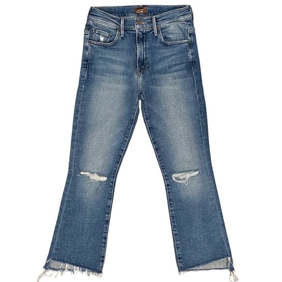 Mother The Insider Crop Step Fray Jeans in Reckless On A Shiny White Vespa Sz 25 - Picture 2 of 16